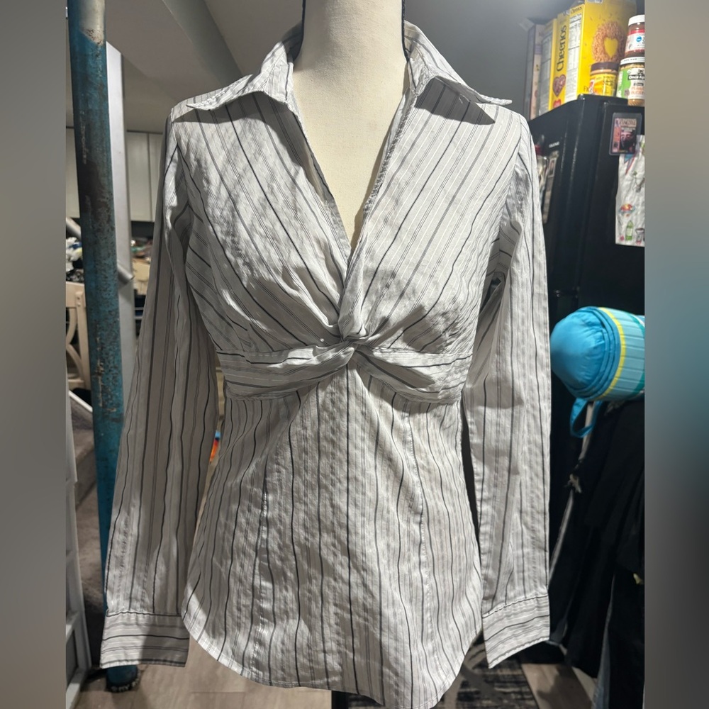 NWOT Ann Taylor Black and White Striped Blouse